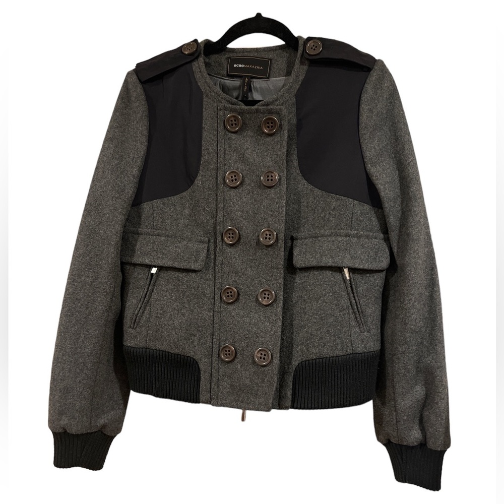 BCBG MAX AZRIA WOOL JACKET SIZE SMALL GRAY